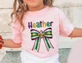 Coquette Mardi Gras Toddler Shirt, Custom Name Carnival Bow Shirt, Cute Mardi Gras Tee, Toddler Carnival Outfit Shirt, Mardi Gras Shirt