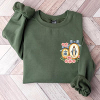 Virgin Mary Crewneck Sweatshirt, Miraculous Medal Catholic Shirt, Floral Catholic Sweatshirt