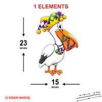 Mardi Gras Pelican Yard Sign Cutout, Louisiana Bird Lawn Decoration, Mardi Gras Outdoor Yard Sign with Stakes, Front Yard Decor