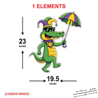 Mardi Gras Alligator Yard Sign Cutout, Louisiana Gator Lawn Decoration, Mardi Gras Outdoor Yard Sign with Stakes, Front Yard Decor