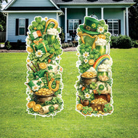 St Patricks Day Yard Sign Cutouts, Shamrock Gold Pot Tall Lawn Decorations, St Paddy’s Outdoor Yard Signs with Stakes, Front Yard Decor