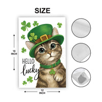 Lucky Cat St Patricks Day Garden Flag, Hello Lucky Kitty Yard Decor, Irish Clover Outdoor Decoration, Cute Spring Yard Sign, St Paddys Flag