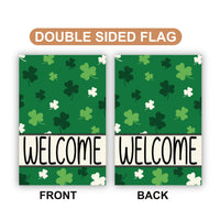 Shamrock Pattern Welcome Garden Flag, St Patricks Day Yard Decor, Irish Clover Outdoor Decoration, Lucky Green Spring Sign, Welcome Flag
