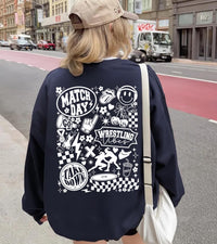 Vintage Wrestling Collage Sweatshirt, Match Day Wrestling Shirt, Retro Wrestling Sweatshirt