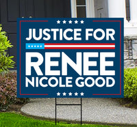 Justice For Renee Good Yard Sign, Abolish ICE Keep the Immigrants, Deport the Racists, Anti-Trump, Resist Fascism Sign with Metal H-Stake