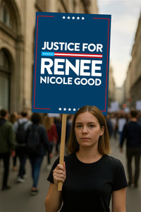 Justice For Renee Good Protest Sign, Anti-Trump, Political Activist Poster, Resist Fascism, ICE Equals American Gestapo Rally Sign