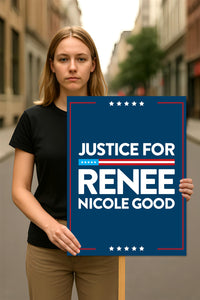 Justice For Renee Good Protest Sign, Anti-Trump, Political Activist Poster, Resist Fascism, ICE Equals American Gestapo Rally Sign