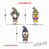 Mardi Gras Gnome Yard Sign Cutouts, Purple Green Gold Gnome Lawn Decorations, Mardi Gras Outdoor Yard Signs with Stakes, Front Yard Decor