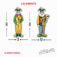 Mardi Gras Jester Yard Sign Cutouts, Carnival Jester Lawn Decorations, Mardi Gras Outdoor Yard Signs with Stakes, Front Yard Decor