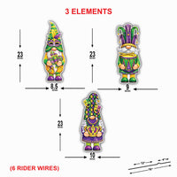 Mardi Gras Gnome Yard Sign Cutouts, Carnival Gnome Lawn Decorations, Mardi Gras Outdoor Yard Signs with Stakes, Front Yard Decor