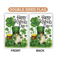 Happy St Patricks Day Gnome Garden Flag, Irish Clover Leprechaun Yard Decor, Pot of Gold Outdoor, Spring Lucky Yard Sign, St Paddys Flag