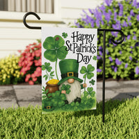 Happy St Patricks Day Gnome Garden Flag, Irish Clover Leprechaun Yard Decor, Pot of Gold Outdoor, Spring Lucky Yard Sign, St Paddys Flag