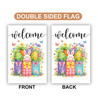 Easter Bunny Welcome Garden Flag, Mason Jar Eggs Yard Decor, Spring Flowers Outdoor Decoration, Cute Peeps Yard Sign, Happy Easter Flag
