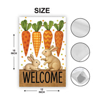 Bunny Carrot Welcome Garden Flag, Easter Rabbits Yard Decor, Spring Carrot Patch Outdoor Decoration, Cute Farmhouse Sign, Happy Easter Flag