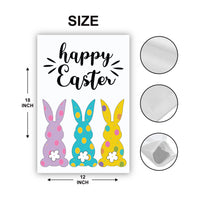 Happy Easter Bunny Garden Flag, Polka Dot Rabbits Yard Decor, Cute Spring Outdoor Decoration, Pastel Bunny Tails Sign, Easter Porch Flag