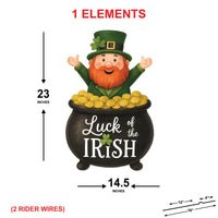 Luck of the Irish Yard Sign Cutouts, St Patrick’s Day Lawn Decorations, Outdoor Leprechaun Yard Sign with Stakes for Front Yard Garden Décor