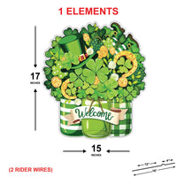 Welcome Shamrock Yard Sign Cutouts, St Patrick’s Day Lawn Decorations, Outdoor Clover Yard Sign with Stakes for Front Yard Garden Décor