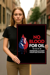 No Blood For Oil Protest Sign, Anti-Trump Resistance, Political Activist Poster, Venezuela Anti War, No More War Protest Poster