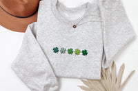 Embroidered Mini Shamrocks Sweatshirt, St Patrick’s Day Hoodie, Irish Shirt, Lucky Shamrock Long Sleeve Shirt, St Paddy’s Gift