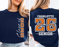Custom Name Class of 2026 Sweatshirt, Graduation Gift for Her Shirt, Senior Name Sweatshirt, Front Back