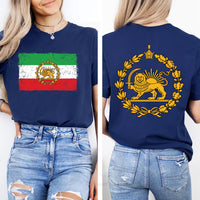 Lion and Sun Iran Sweatshirt, Persian Flag Graphic Shirt, Shir-o-Khorshid Emblem Tee, Iranian Heritage Sweatshirt, Patriotic Gifts, Front Back