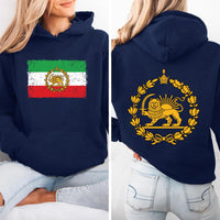 Lion and Sun Iran Sweatshirt, Persian Flag Graphic Shirt, Shir-o-Khorshid Emblem Tee, Iranian Heritage Sweatshirt, Patriotic Gifts, Front Back