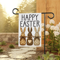 Brown Bunny Happy Easter Garden Flag, Neutral Rabbit Silhouette Yard Decor, Rustic Spring Porch Decoration, Outdoor Welcome Easter Sign