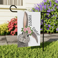 Floral Bunny Happy Easter Garden Flag, Spring Rabbit Yard Sign with Flower Crown, Cute Outdoor Porch Decor, Springtime Welcome Lawn Banner