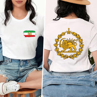 Lion and Sun Iran Shirt, Persian Flag Graphic Shirt, Shir-o-Khorshid Emblem Tee, Iranian Heritage Shirt, Patriotic Gifts, Front Back