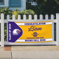 Personalized College Bound Banner with Mascot - Class of 2026 Custom Logo Graduate College University Bound Vinyl Banner With Metal Grommets
