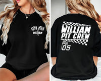 Custom Racing Shirt, Personalized Pit Crew Shirt, Motocross Pit Crew Tee, Racing Pit Crew Shirt, Race Car Flag Shirt, Front Back