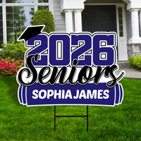 Personalized Senior 2026 with Diploma Yard Sign - Graduation Class of 2026 Lawn Sign, Custom Graduation 2026 Yard Sign with Metal H-Stake