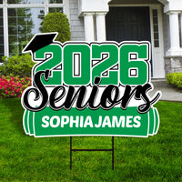 Personalized Senior 2026 with Diploma Yard Sign - Graduation Class of 2026 Lawn Sign, Custom Graduation 2026 Yard Sign with Metal H-Stake