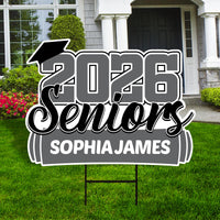 Personalized Senior 2026 with Diploma Yard Sign - Graduation Class of 2026 Lawn Sign, Custom Graduation 2026 Yard Sign with Metal H-Stake