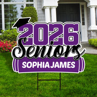 Personalized Senior 2026 with Diploma Yard Sign - Graduation Class of 2026 Lawn Sign, Custom Graduation 2026 Yard Sign with Metal H-Stake