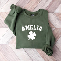 Personalized Name St Patrick’s Day Sweatshirt, Custom Shamrock Last Name Shirt, Four Leaf Clover Sweatshirt