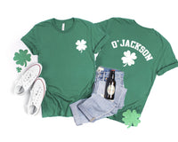Custom Shamrock O Name Shirt, Personalized St Patrick’s Day Shirt, Cute Irish Drinking Tee, Front Back