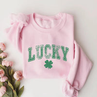 Retro Lucky Sweatshirt, Cute St Patrick’s Day Shirt, Women’s Shamrock Sweatshirt