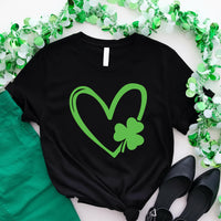 St Patrick’s Day Heart Shamrock Shirt, Lucky Irish Shirt, Cute Shamrock Tee, Irish Pride Shirt