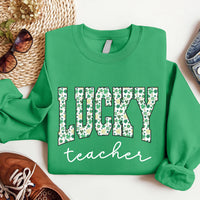 St. Patrick’s Day Lucky Teacher Sweatshirt, St. Patty’s Day Teacher Tee, Lucky Green Shamrock Sweatshirt