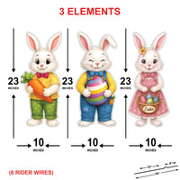 Easter Bunny Yard Sign Cutouts, Happy Easter Lawn Decorations, Outdoor Bunny Yard Signs with Stakes for Front Yard Garden Décor