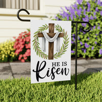 He Is Risen Cross Garden Flag, Christian Easter Yard Flag, Religious Spring Garden Decor, Faith Outdoor Lawn Flag, Resurrection Porch Flag