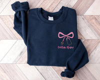Custom Nurse Embroidered Sweatshirt, Bow & Stethoscope Hoodie, Personalized Nurse Shirt, Healthcare Long Sleeve Shirt, Nurse Gift