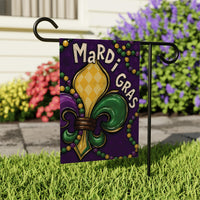 Mardi Gras Fleur De Lis Garden Flag, Festive Mardi Gras Yard Flag Decor, New Orleans Carnival Outdoor Decoration, Fat Tuesday Parade Flag