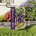 Mardi Gras Welcome Garden Flag, Festive Fleur De Lis Yard Flag Decor, New Orleans Carnival Outdoor Decoration, Fat Tuesday Parade Flag