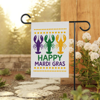 Happy Mardi Gras Garden Flag, Crawfish Mardi Gras Yard Flag Decor, New Orleans Carnival Outdoor Decoration, Fat Tuesday Parade Flag