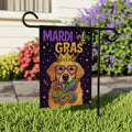 Mardi Gras Dog Yard Flag, Festive Fleur De Lis Garden Flag Decor, New Orleans Carnival Outdoor Decoration, Fat Tuesday Parade Flag