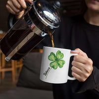 Shamrock Mug, Four Leaf Clover Coffee Cup, Personalized Irish Lucky Mug, St Patricks Day Gift, Custom Name Lucky Day Cup