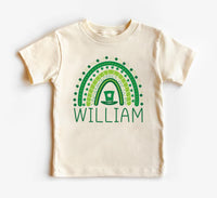 St. Patrick’s Day Baby Name Bodysuit, Personalized Rainbow Shamrock Shirt, St Patricks Day Rainbow Name Tee, Cute Irish Baby Shirt