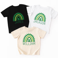 St. Patrick’s Day Baby Name Bodysuit, Personalized Rainbow Shamrock Shirt, St Patricks Day Rainbow Name Tee, Cute Irish Baby Shirt